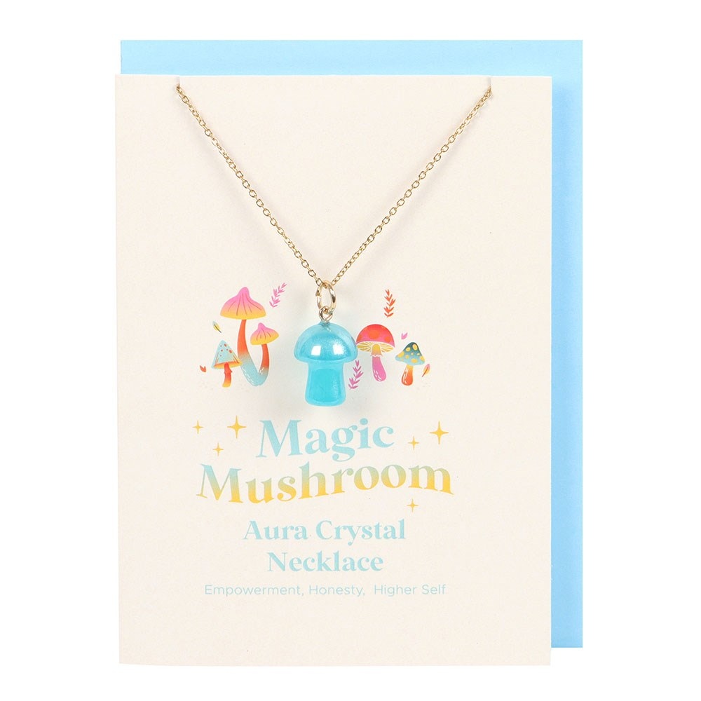 Something Different - Blue Aura Crystal Mushroom Karte mit Halskette - Mehrfarben